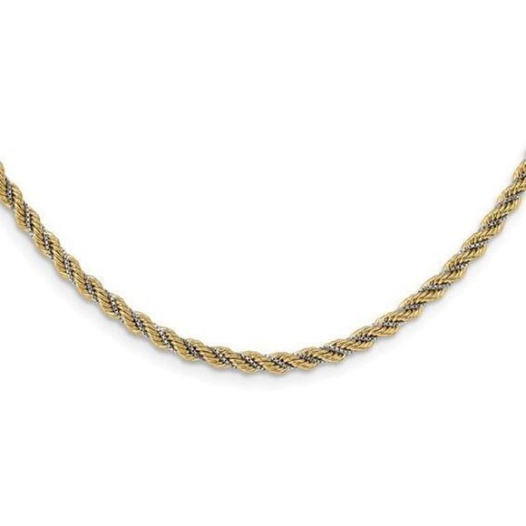 Leslie's 14K Two-tone Polished Textured Rope Necklace - Picture 4 of 5